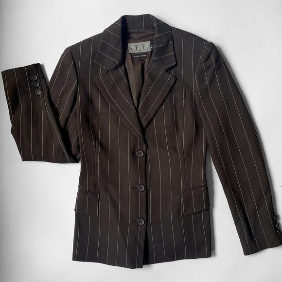 VTG Gianfranco Ferré Pinstripe Jacket 90s Wool Blazer Single Breasted Nipped 38 - Picture 6 of 6